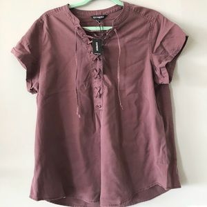 Maroon Lace-Up Top